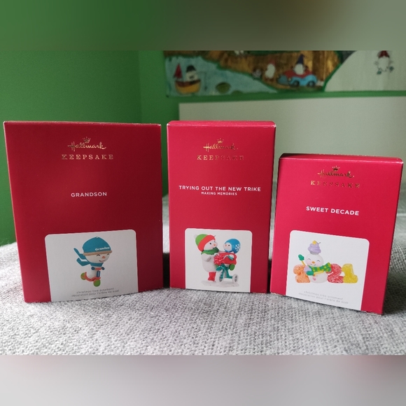 A set of snowman Hallmark Christmas Ornaments - Picture 2 of 2